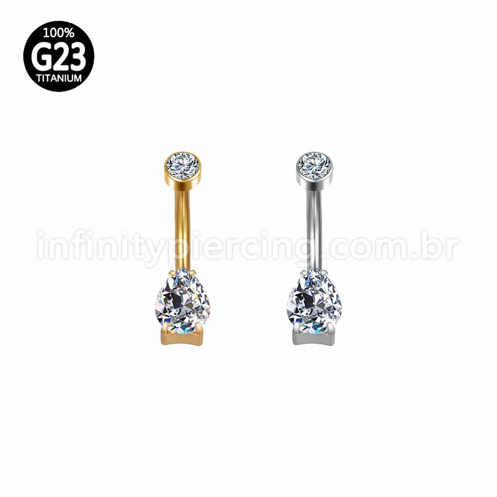 Piercing Banana Titânio Zircônia Gota
